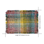 Tassel Floor Rug / Throw Coral, Blue, Light Pink, Yellow, Beige, Light Grey