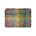 Tassel Floor Rug / Throw Coral, Blue, Light Pink, Yellow, Beige, Light Grey