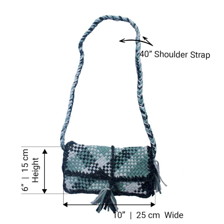 Image of Woven Sling Pouch Bags / Sling Purse / Cross-Body Bags Teal Grey Charcoal