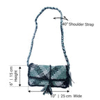 Woven Sling Pouch Bags / Sling Purse / Cross-Body Bags Teal Grey Charcoal