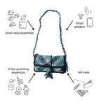 Woven Sling Pouch Bags / Sling Purse / Cross-Body Bags Teal Grey Charcoal