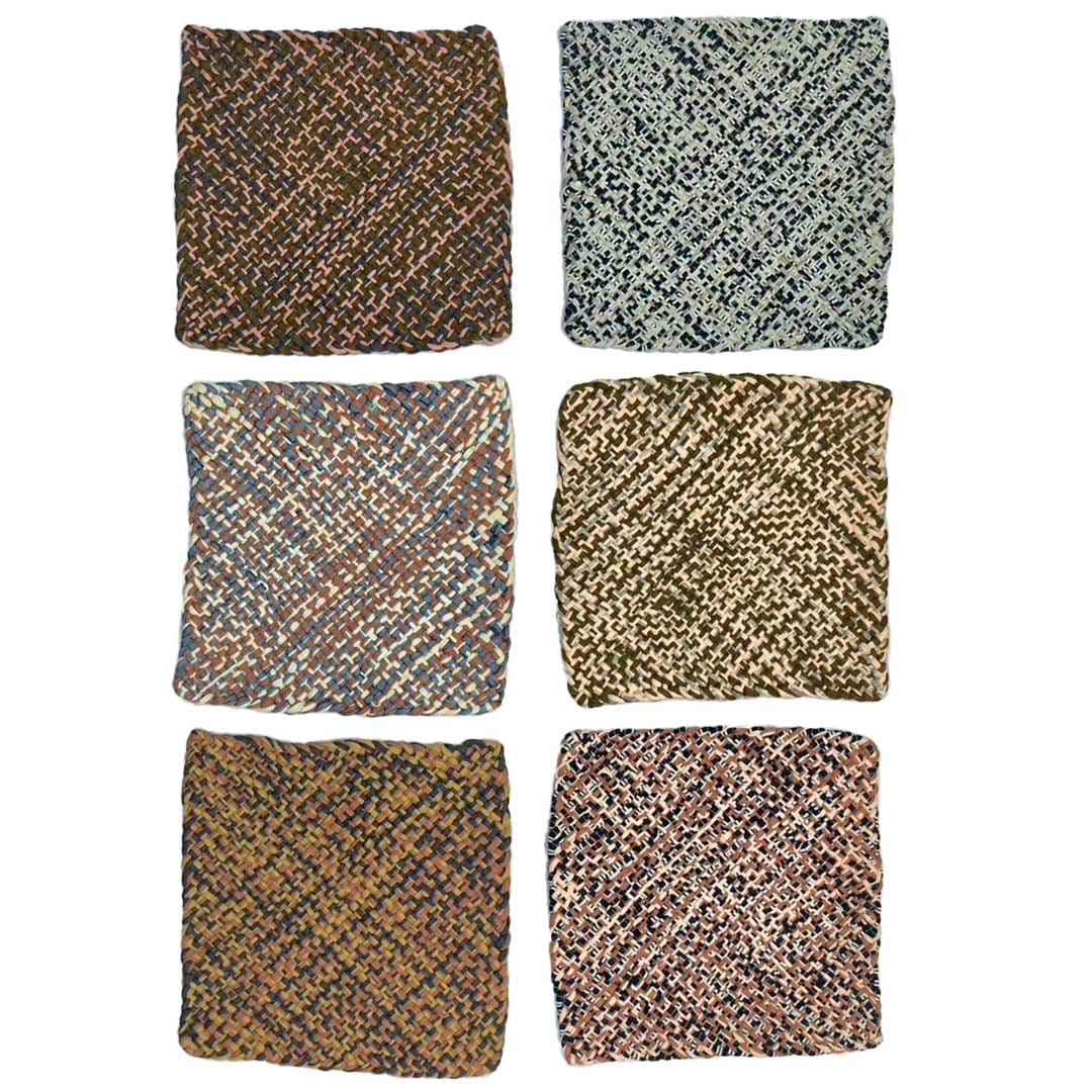 Image of Set of 6 Hand-Woven Square Placemats / Dining Mats Pink, Denim blue, Brown, Beige, Navy, Off white