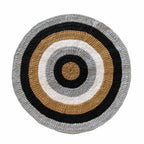 Round Crochet Floor Rug Beige White Black Grey