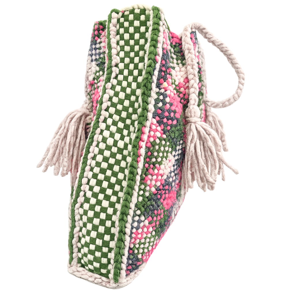 Soft Tote | Hand Carry | Hot Pink, Green Off White