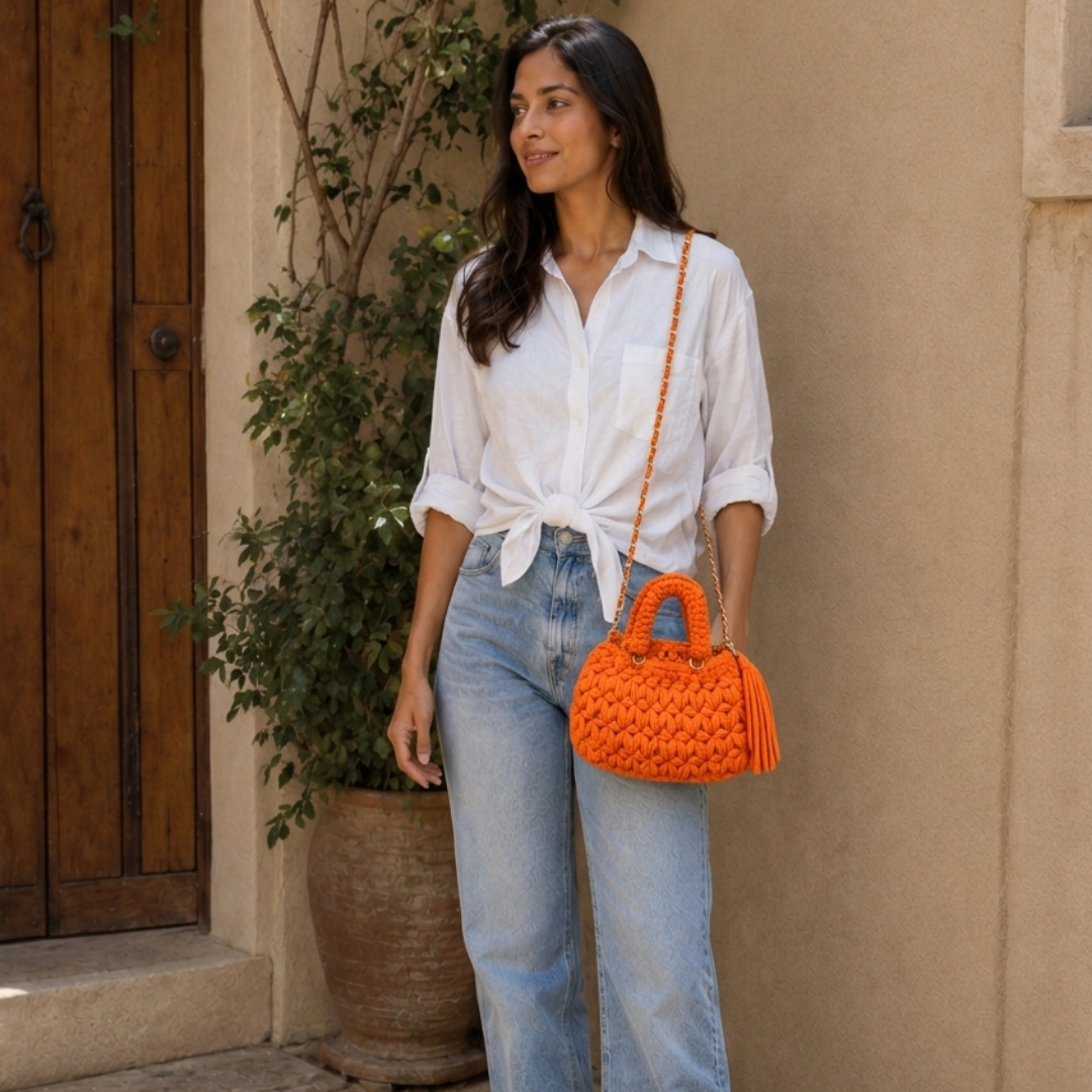 Fleur Bag | Orange / Hand, Shoulder or Crossbody Carry