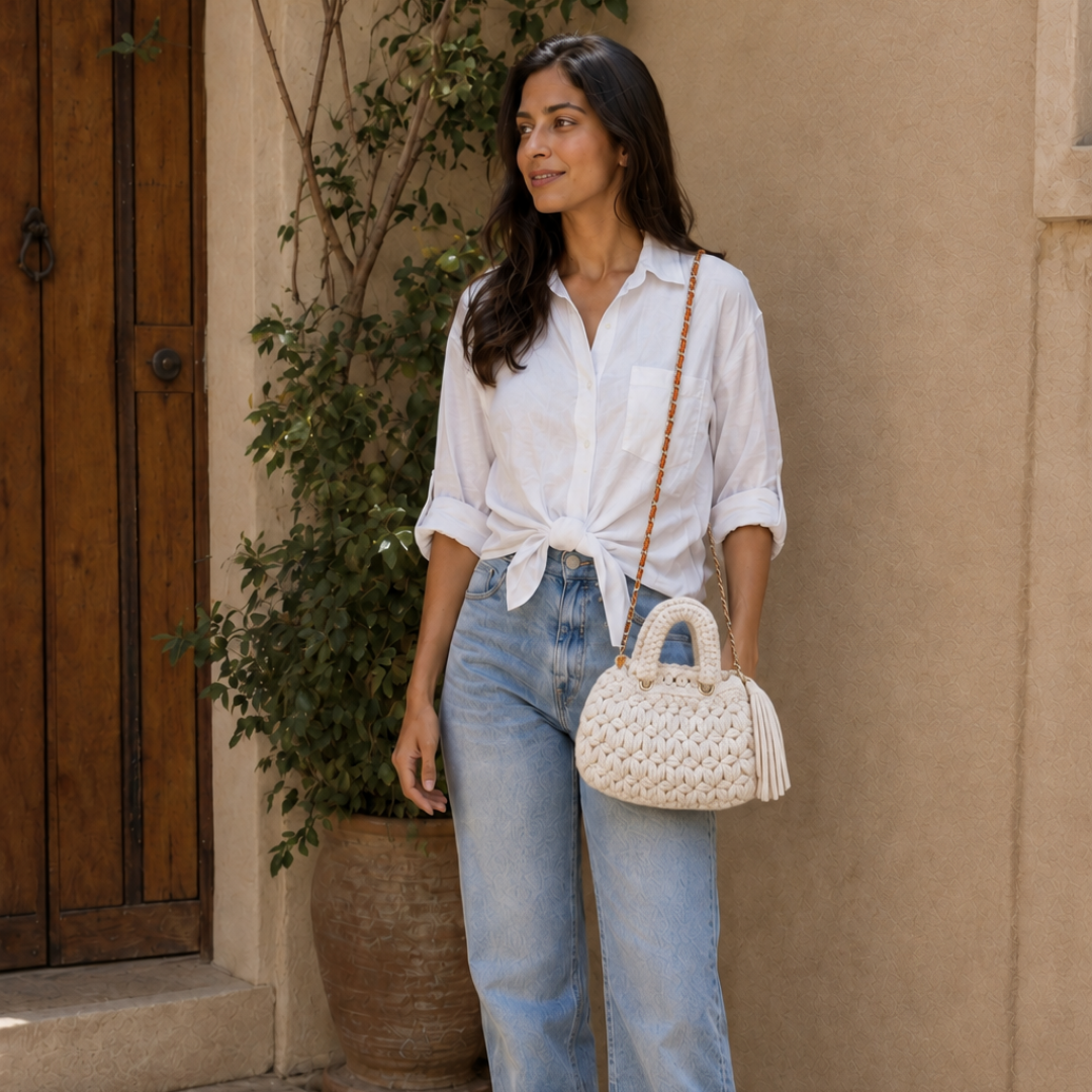 Fleur Bag | White / Hand, Shoulder or Crossbody Carry