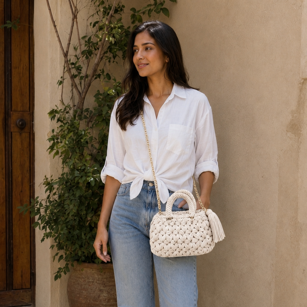 Fleur Bag | White / Hand, Shoulder or Crossbody Carry