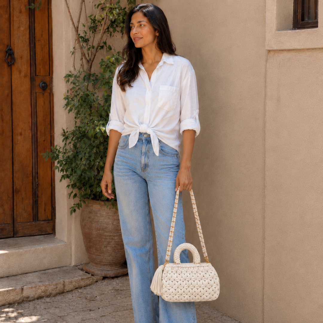 Fleur Bag | White / Hand, Shoulder or Crossbody Carry