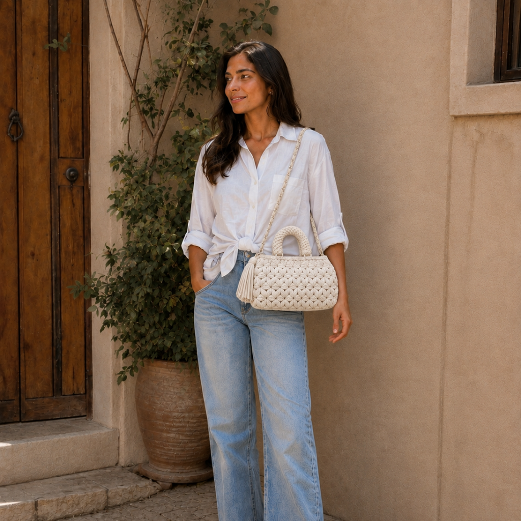 Fleur Bag | White / Hand, Shoulder or Crossbody Carry