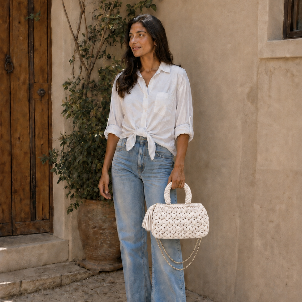 Fleur Bag | White / Hand, Shoulder or Crossbody Carry