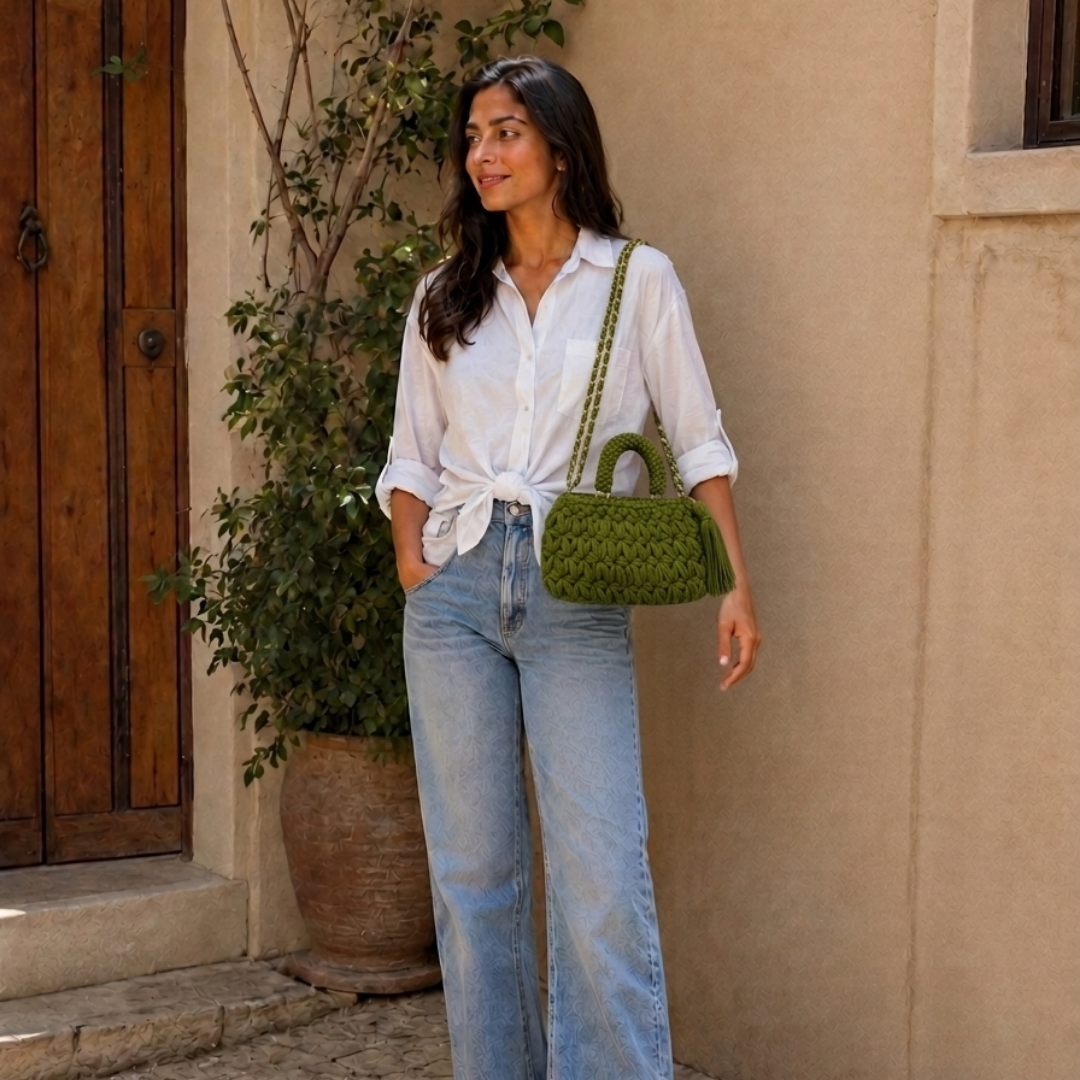 Fleur Bag | Olive Green / Hand, Shoulder or Crossbody Carry