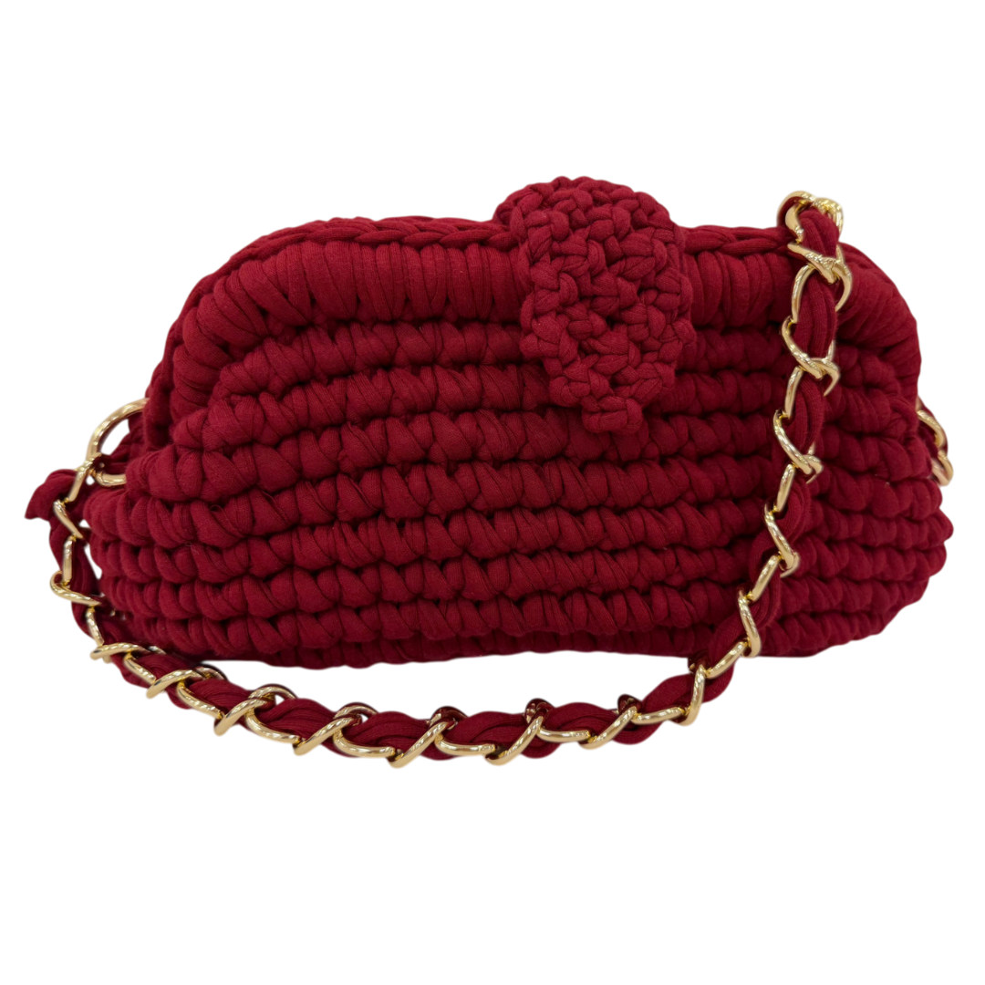 Crochet Snap Clutch | Blood Red / Hand or Shoulder Carry