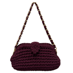 Crochet Snap Clutch | Burgundy/ Hand or Shoulder Carry