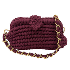 Crochet Snap Clutch | Burgundy/ Hand or Shoulder Carry