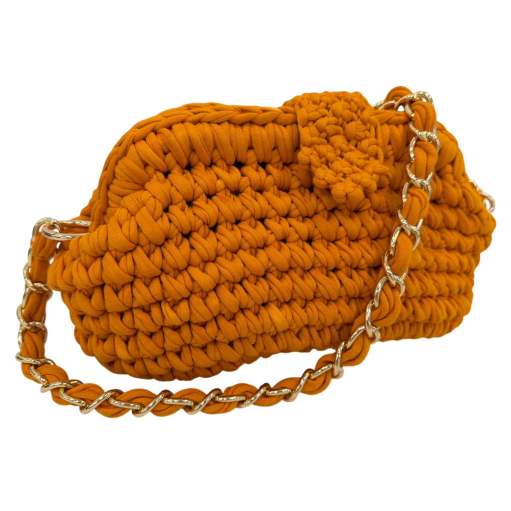 Crochet Snap Clutch | Orange/ Hand or Shoulder Carry
