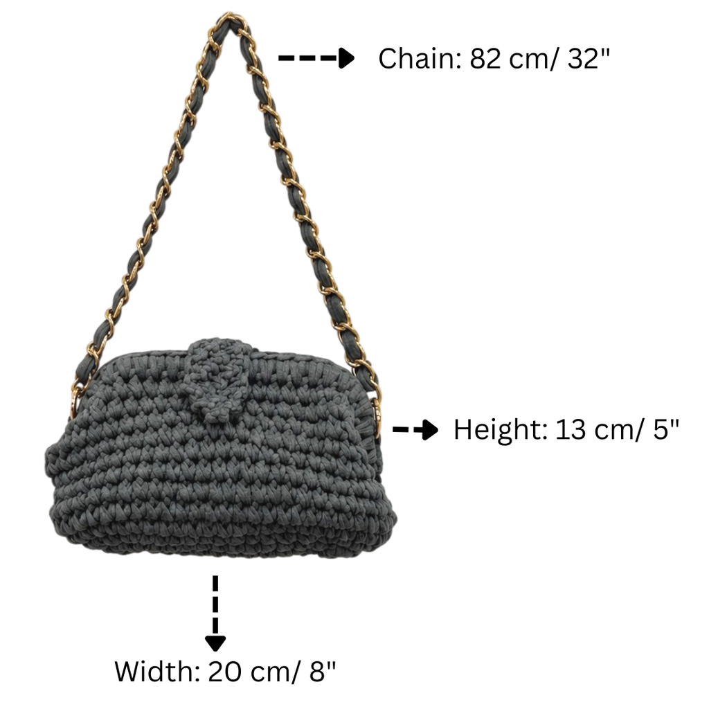 Crochet Snap Clutch | Ash Grey / Hand or Shoulder Carry