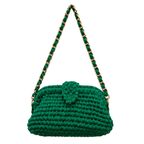 Crochet Snap Clutch | Green / Hand or Shoulder Carry