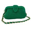 Crochet Snap Clutch | Green / Hand or Shoulder Carry