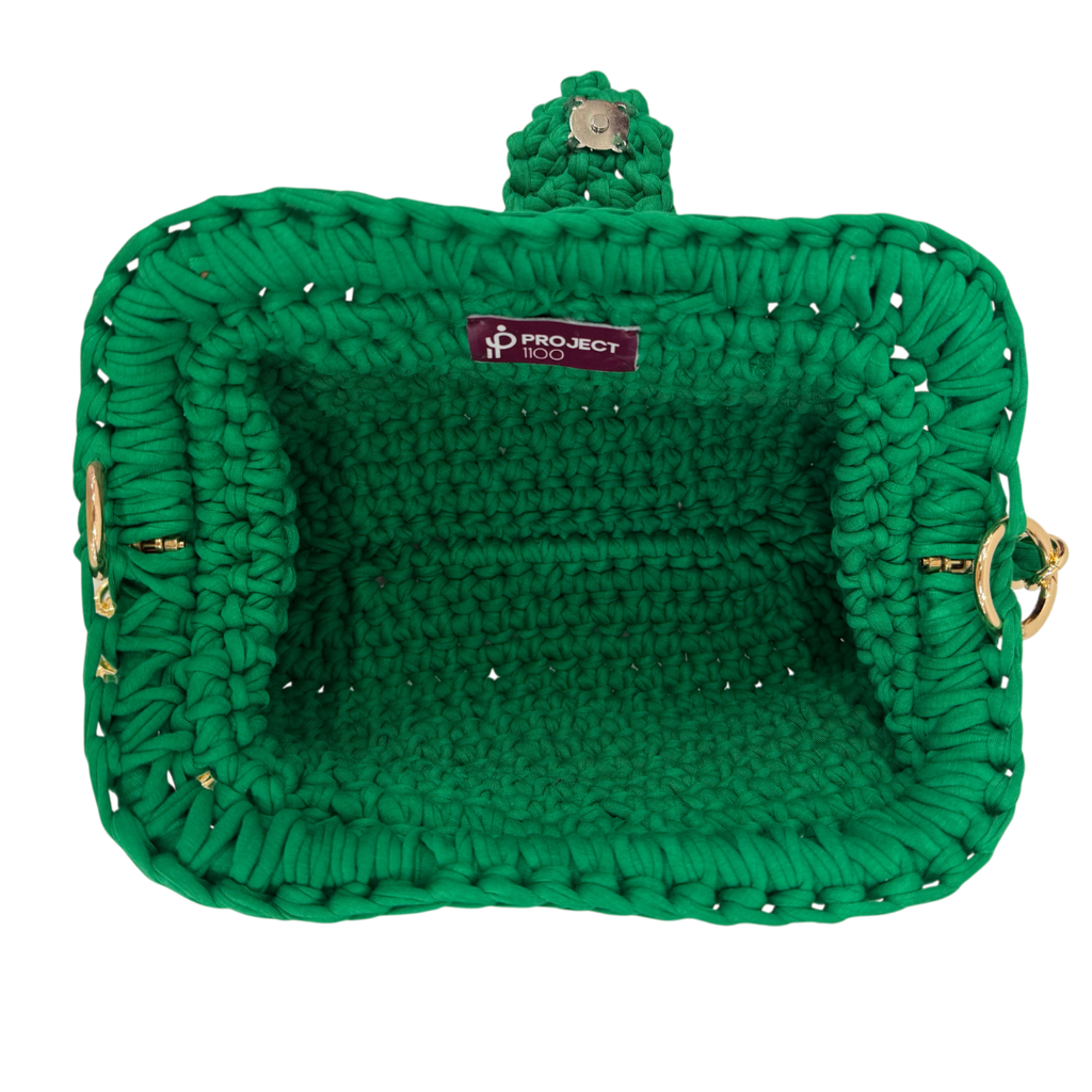 Crochet Snap Clutch | Green / Hand or Shoulder Carry