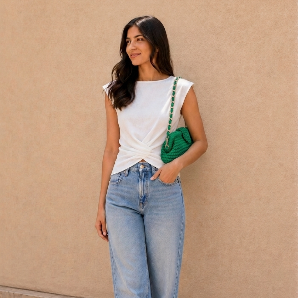 Crochet Snap Clutch | Green / Hand or Shoulder Carry