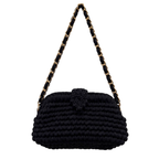 Crochet Snap Clutch | Black / Hand or Shoulder Carry