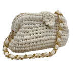 Crochet Snap Clutch | White / Hand or Shoulder Carry