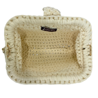 Crochet Snap Clutch | White / Hand or Shoulder Carry