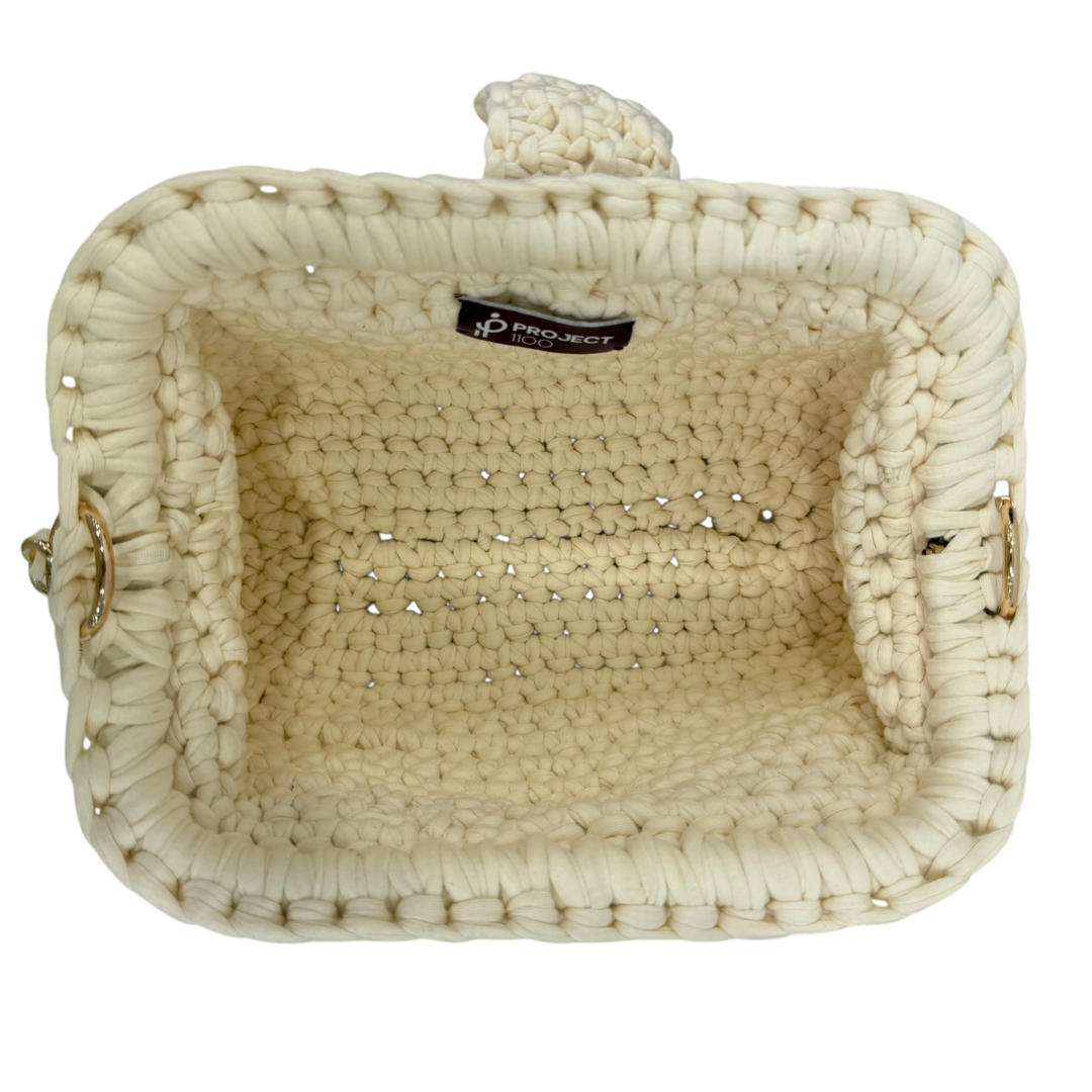 Crochet Snap Clutch | White / Hand or Shoulder Carry