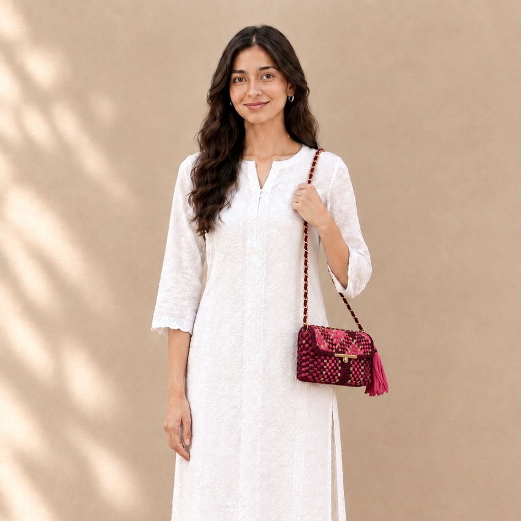 Mosaic Radiance Bag | Bubblegum Pink, Burgundy / Shoulder Carry