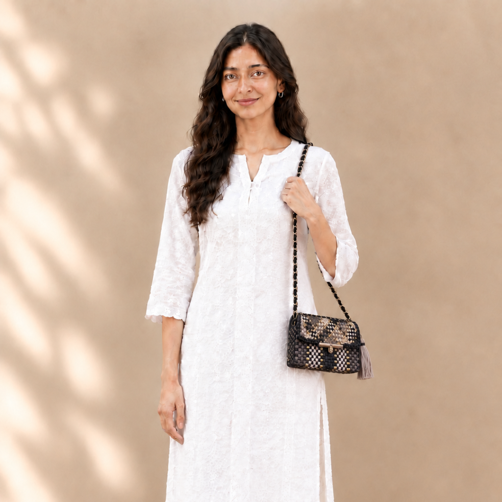 Mosaic Radiance Bag | Navy, Off White, Grey / Shoulder Carry