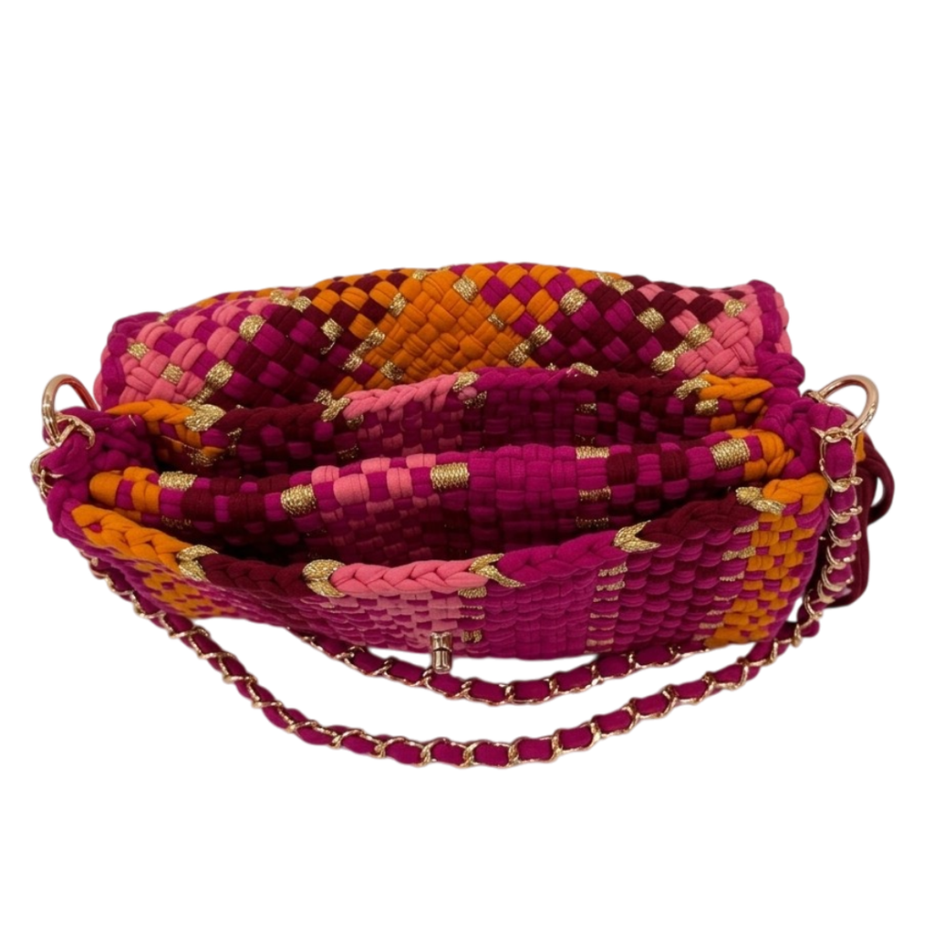 Mosaic Radiance Bag | Berry Maroon, Fuchsia Pink, Orange / Shoulder Carry