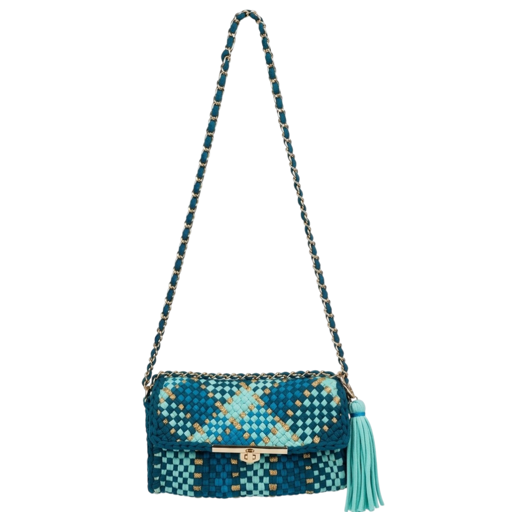 Mosaic Radiance Bag | Deep Teal, Cobalt, Turquoise Blue / Shoulder Carry