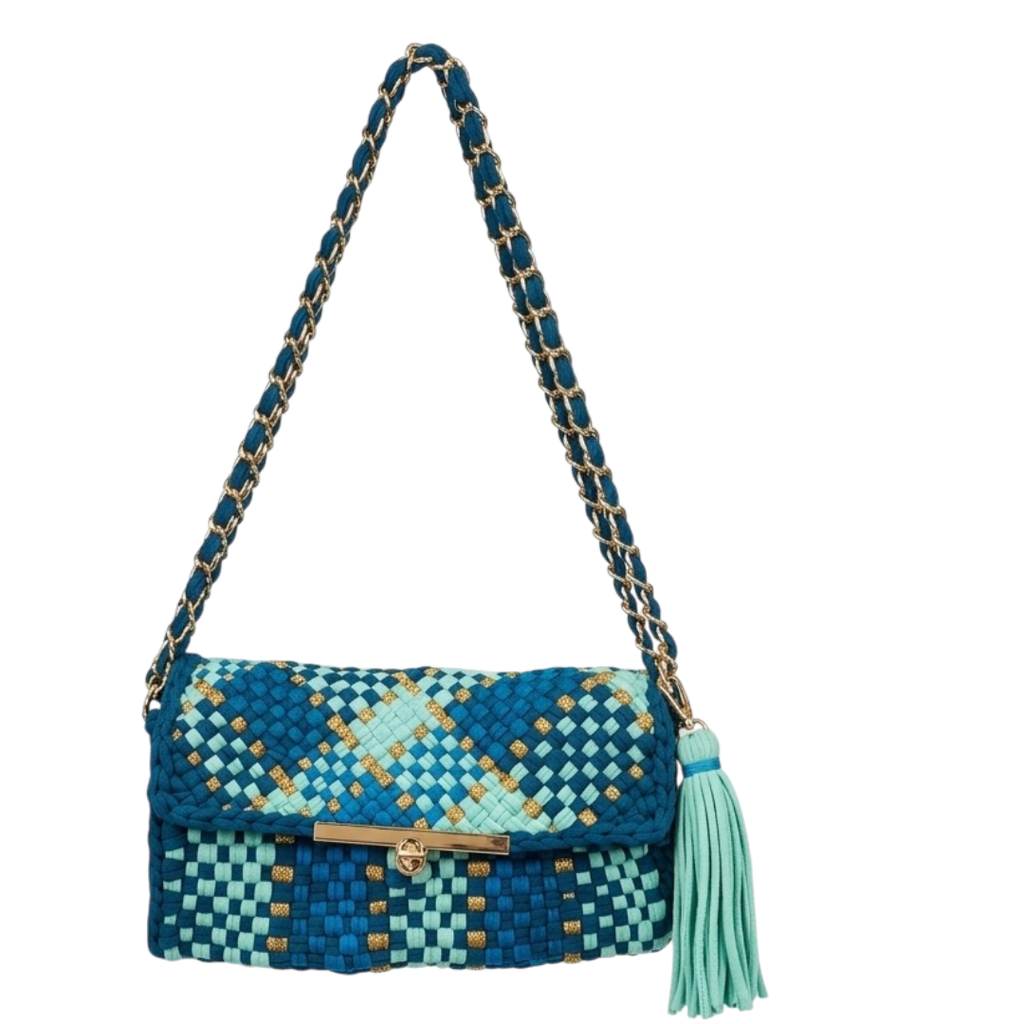 Mosaic Radiance Bag | Deep Teal, Cobalt, Turquoise Blue / Shoulder Carry
