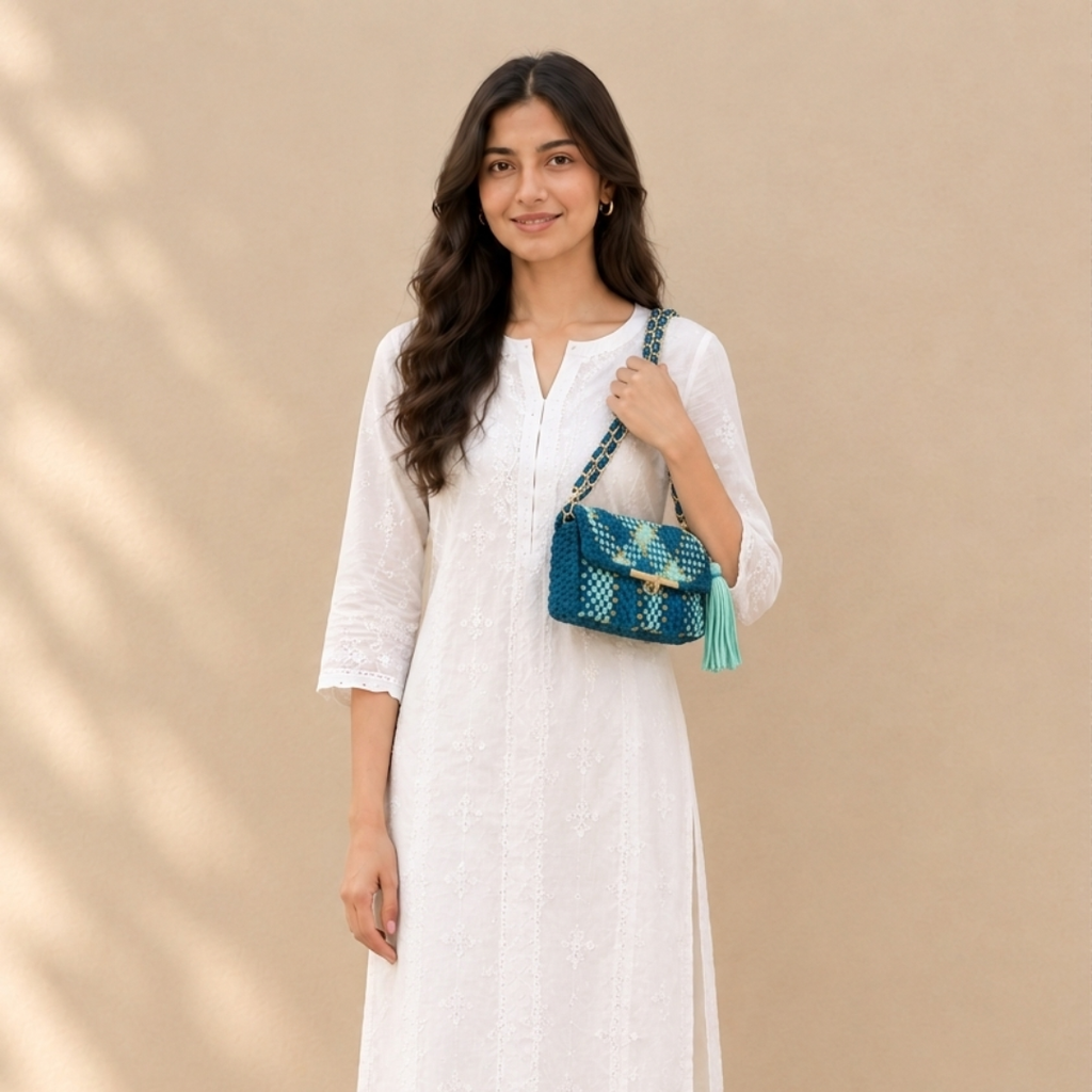 Mosaic Radiance Bag | Deep Teal, Cobalt, Turquoise Blue / Shoulder Carry