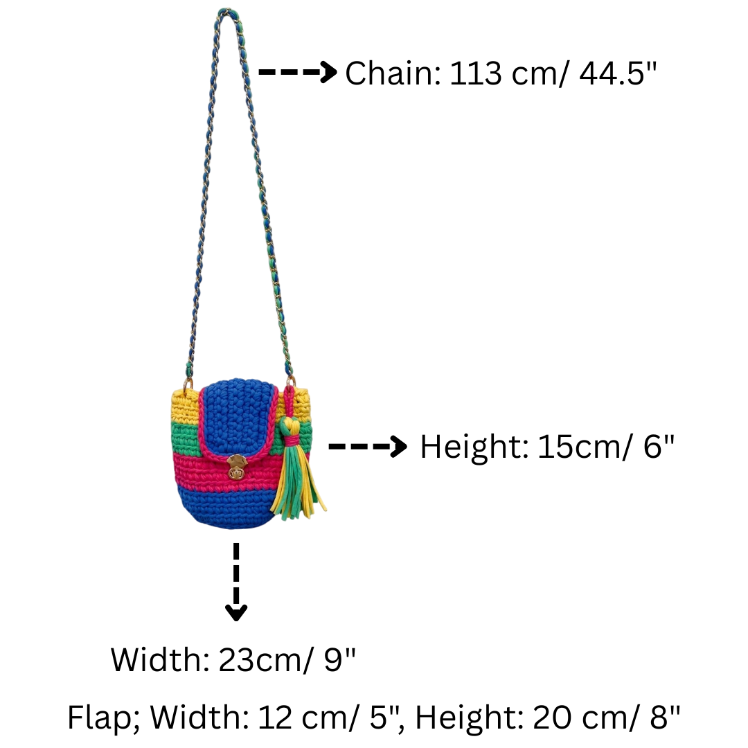 Crochet Bucket Sling | Royal Blue, Yellow, Mint Green, Hot Pink / Shoulder or Crossbody Carry