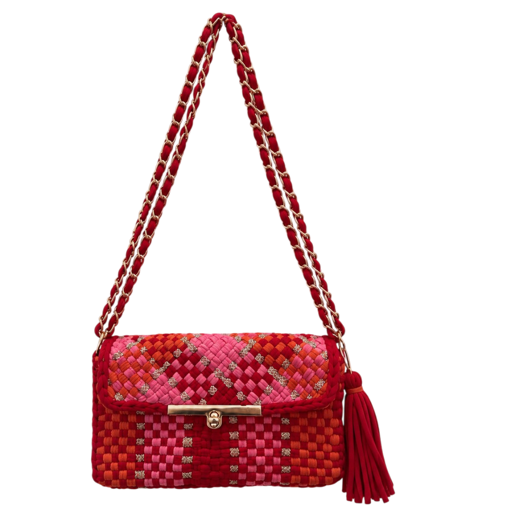 Mosaic Radiance Bag | Shades of Red, Pink, Orange / Shoulder Carry
