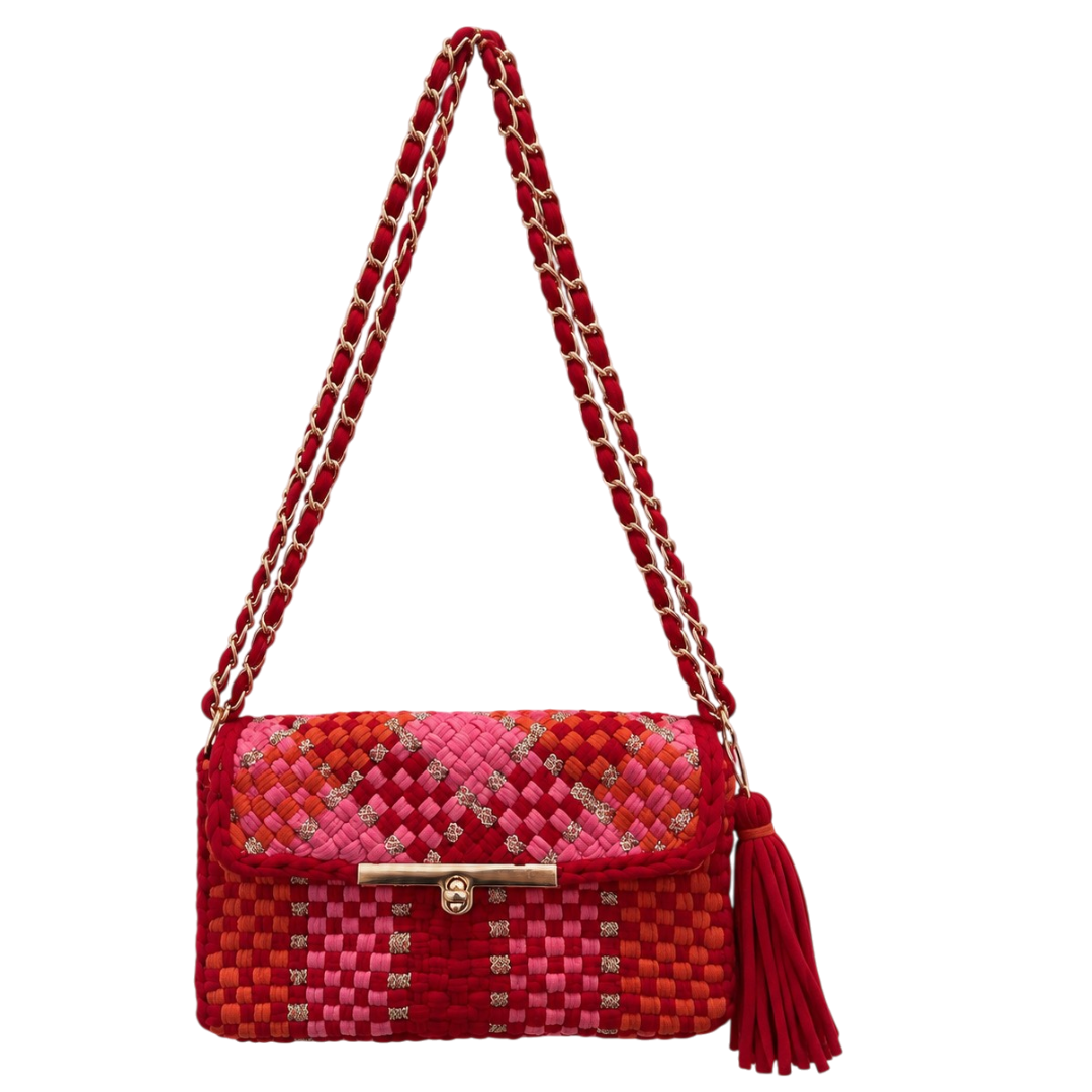 Mosaic Radiance Bag | Shades of Red, Pink, Orange / Shoulder Carry