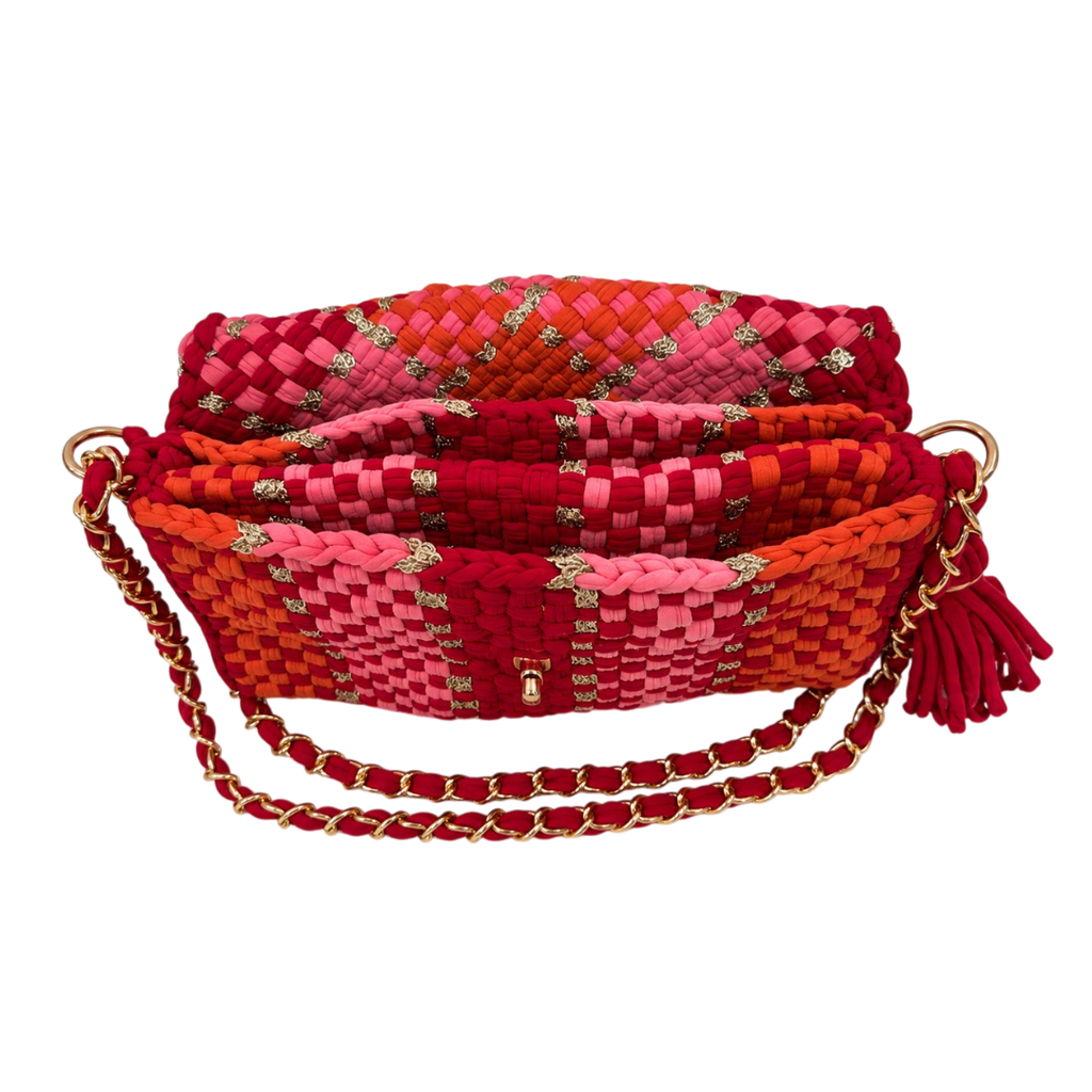 Mosaic Radiance Bag | Shades of Red, Pink, Orange / Shoulder Carry