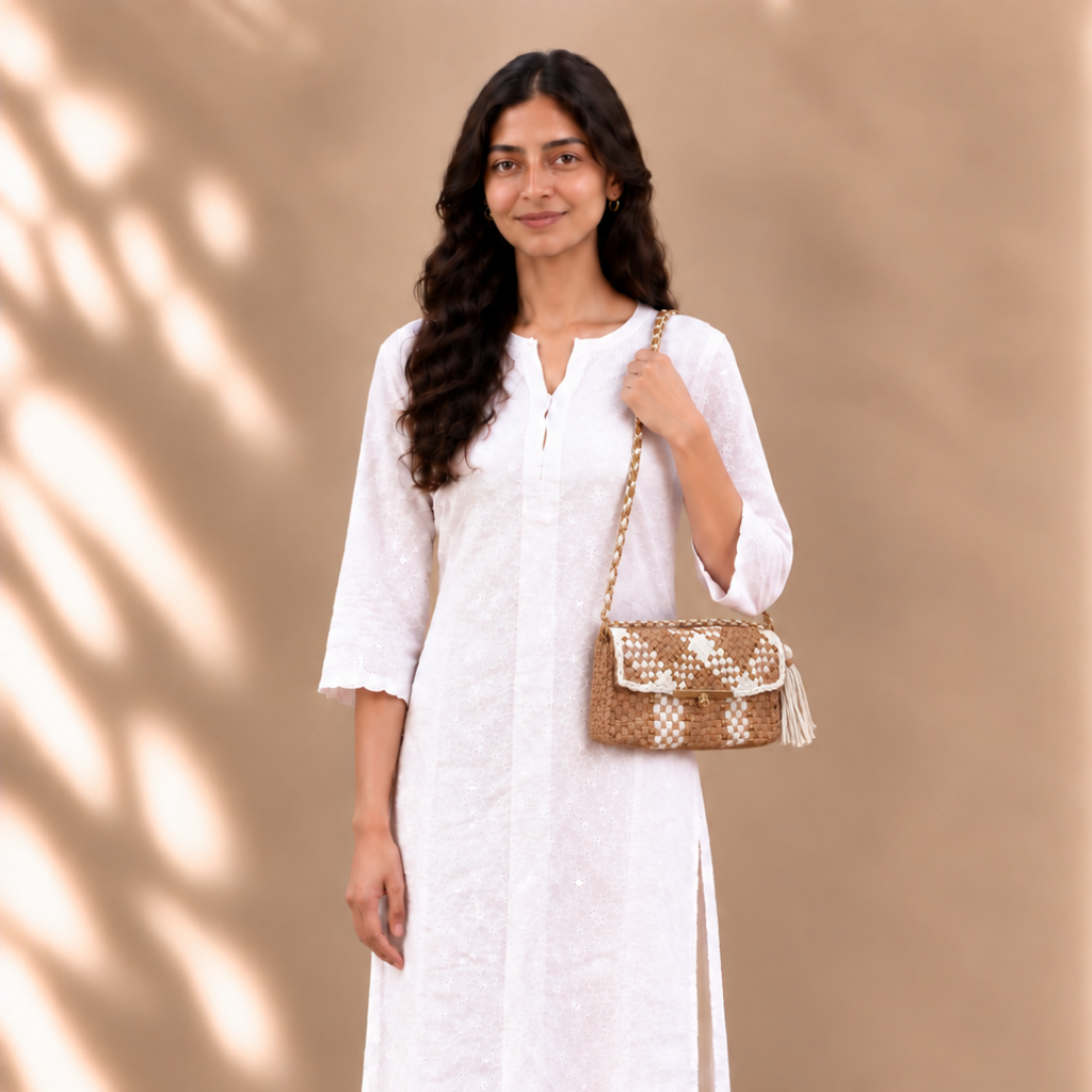 Mosaic Radiance Bag | Beige, Camel, Off White / Shoulder Carry