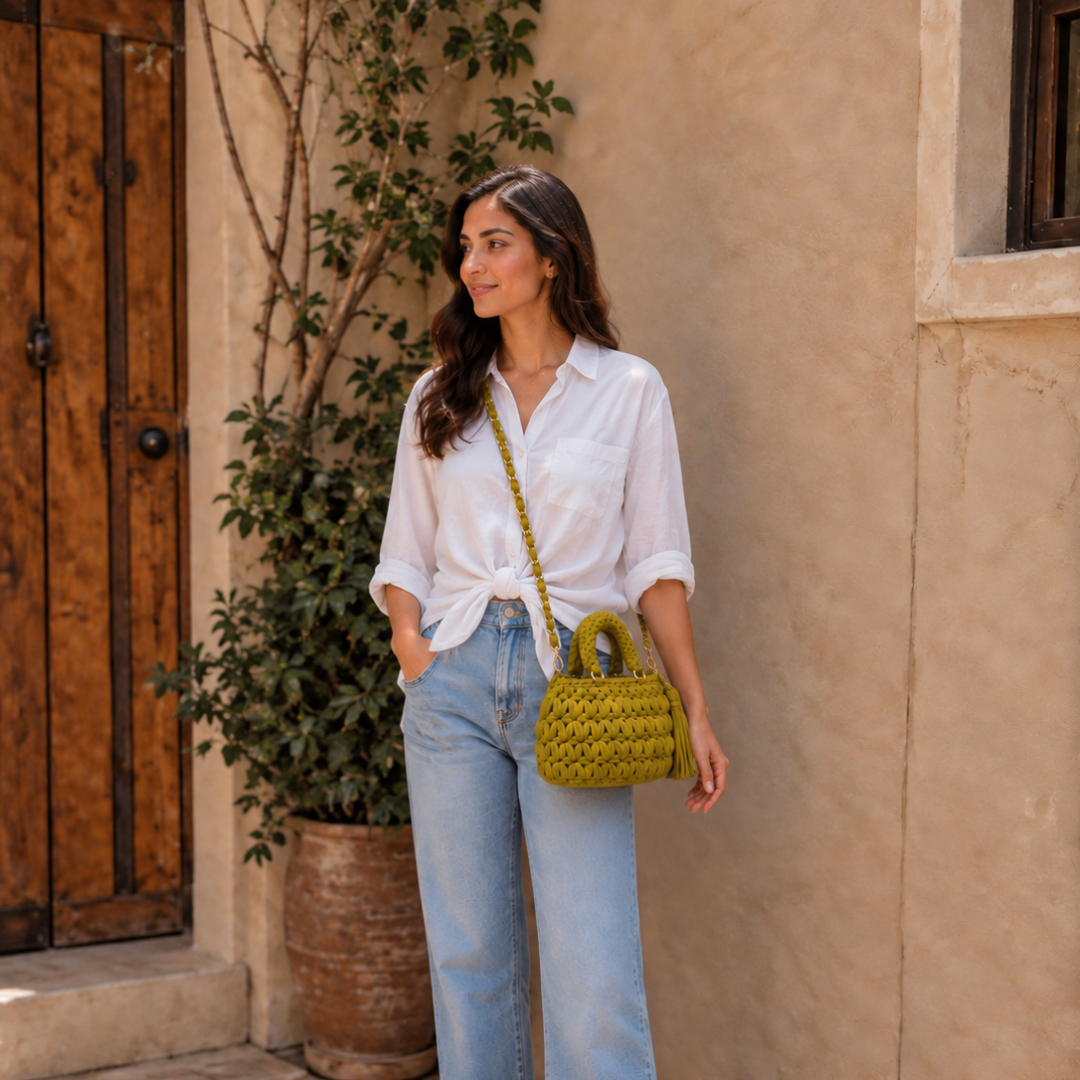 Fleur Bag | Chartreuse / Hand, Shoulder or Crossbody Carry