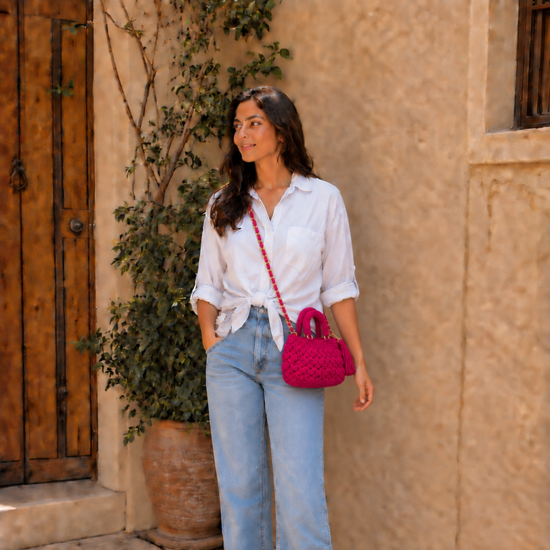 Fleur Bag | Fuchsia Pink / Hand, Shoulder or Crossbody Carry