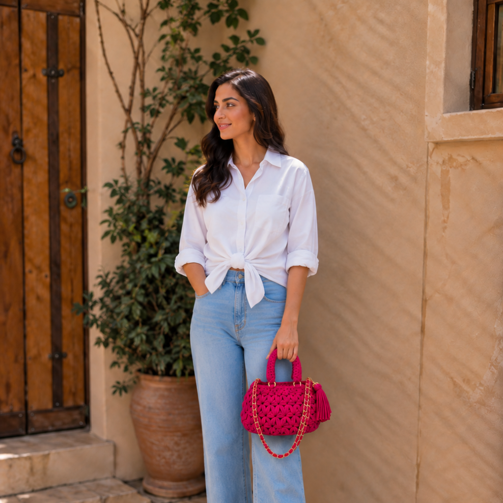 Fleur Bag | Fuchsia Pink / Hand, Shoulder or Crossbody Carry