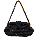 Crochet Snap Clutch | Black Sprinkle / Hand or Shoulder Carry