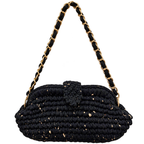 Crochet Snap Clutch | Black Sprinkle / Hand or Shoulder Carry