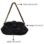 Crochet Snap Clutch | Black Sprinkle / Hand or Shoulder Carry
