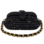 Crochet Snap Clutch | Black Sprinkle / Hand or Shoulder Carry