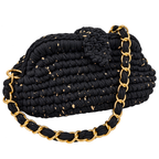 Crochet Snap Clutch | Black Sprinkle / Hand or Shoulder Carry