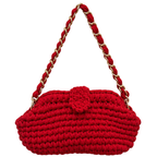 Crochet Snap Clutch | Red / Hand or Shoulder Carry