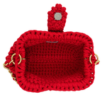 Crochet Snap Clutch | Red / Hand or Shoulder Carry