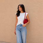 Crochet Snap Clutch | Red / Hand or Shoulder Carry